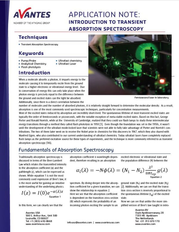 Introduction to Transient Absorption Spectroscopy - Avantes